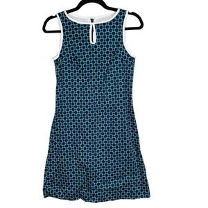 Miss B Tween 14 Navy Blue Green White Polka Dot Print Shift Dress Sleeveless